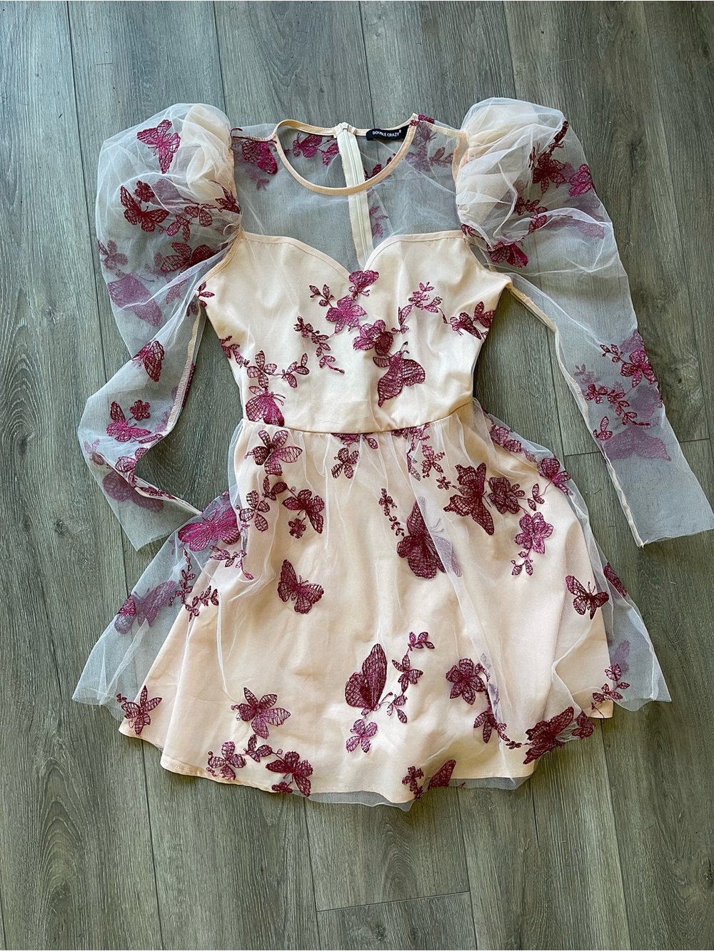Puff Sleeve Butterfly Embroidered Mini Party Dress Fairycore Whimsigoth